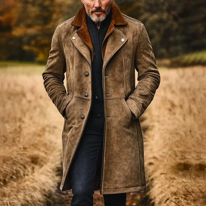 Men's Vintage Double Collar Suede Mid-Length Coat 50714352X sold by Manly product image thumbnail 2