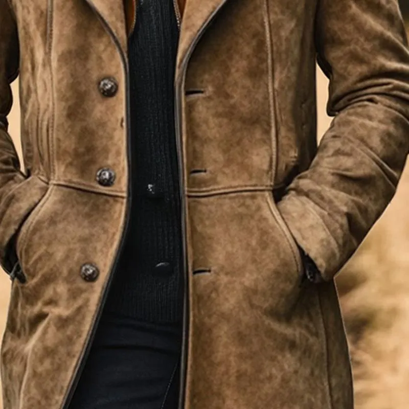 Men's Vintage Double Collar Suede Mid-Length Coat 50714352X sold by Manly product image thumbnail 4