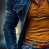 Men's Casual Zipper Lapel Leather Jacket 31014462X sold by Manly