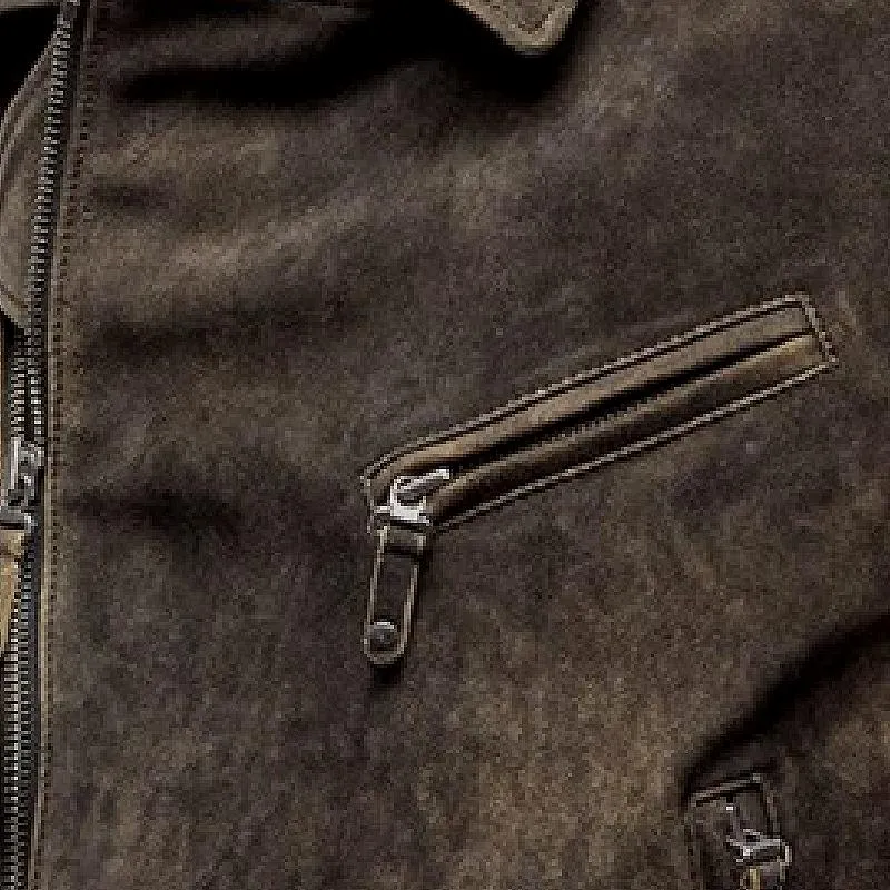 Men's Vintage Lapel Suede Zip-Up Jacket 37145766F sold by Manly product image thumbnail 3