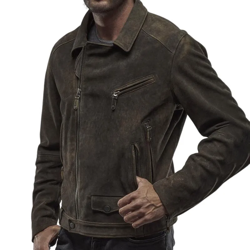 Men's Vintage Lapel Suede Zip-Up Jacket 37145766F sold by Manly product image thumbnail 2