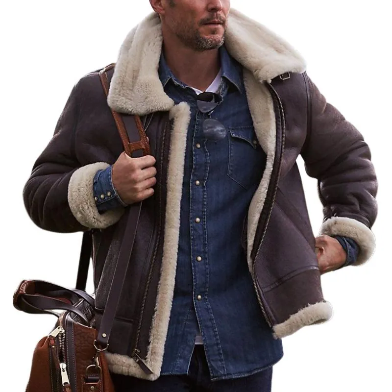 Men's Suede Lambswool Paneled Jacket 61528935U sold by Manly