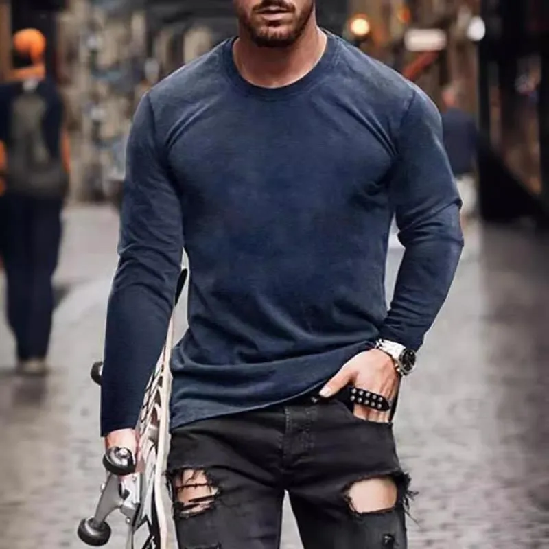 Men's Classic Casual Crew Neck Long Sleeve T-Shirt 78521115K sold by Manly product image thumbnail 5