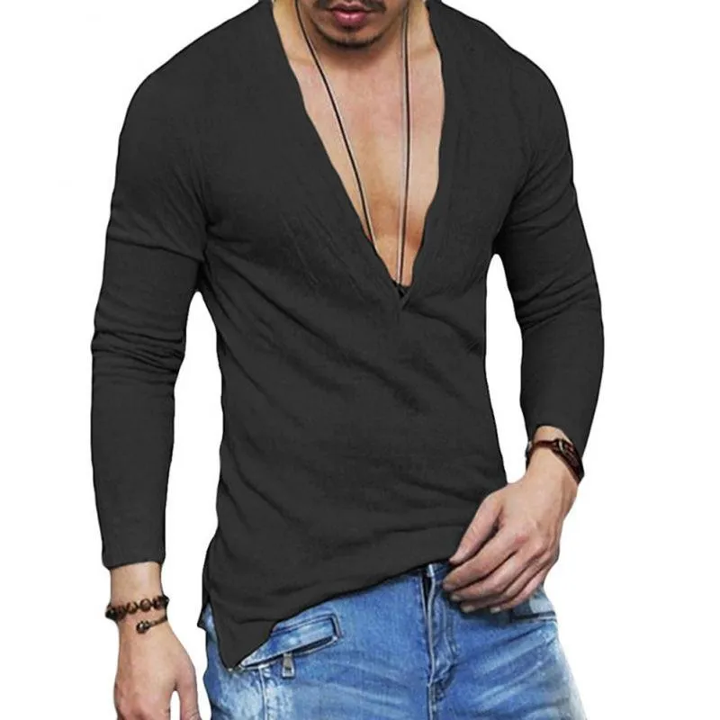 Men's Classic Casual V-Neck Long Sleeve T-Shirt 03851336K sold by Manly