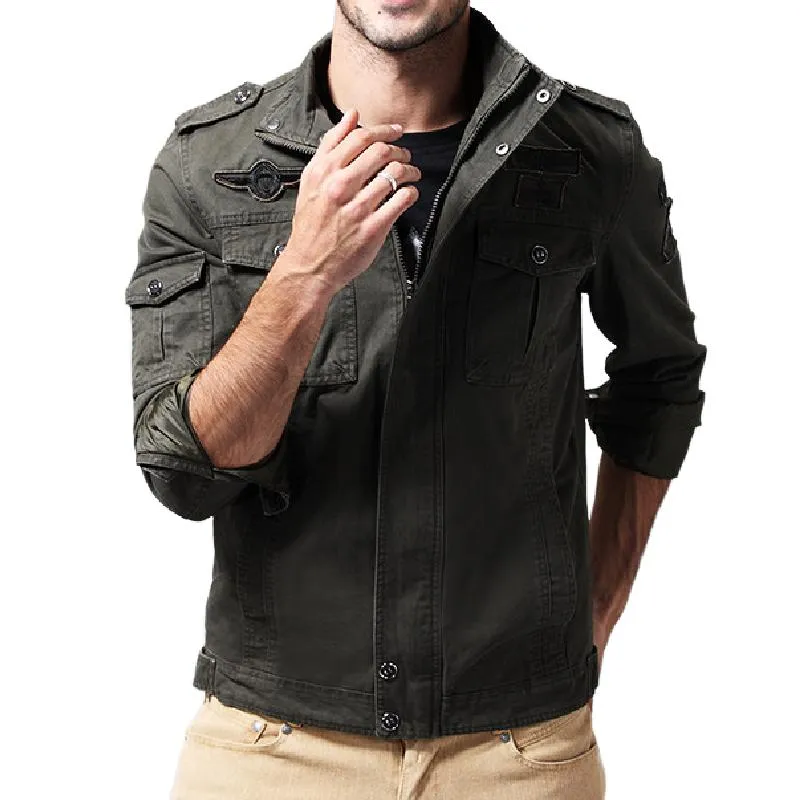 Men's Casual Cotton Stand Collar Zipper Slim Fit Multi-Pocket Workwear Jacket 45074919M sold by Manly product image thumbnail 3