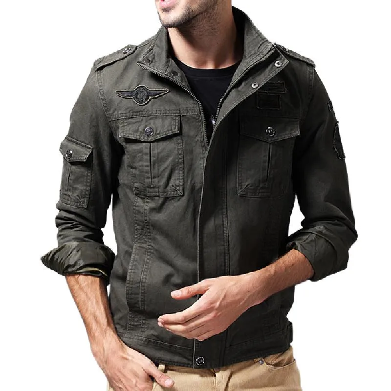 Men's Casual Cotton Stand Collar Zipper Slim Fit Multi-Pocket Workwear Jacket 45074919M sold by Manly product image thumbnail 2