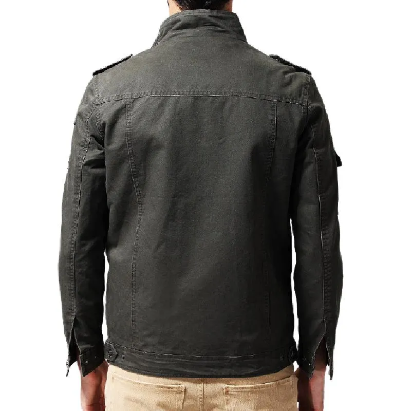 Men's Casual Cotton Stand Collar Zipper Slim Fit Multi-Pocket Workwear Jacket 45074919M sold by Manly product image thumbnail 5