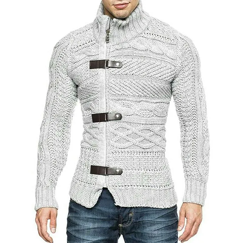 Men's Casual Stand Collar Zipper Cable Knitted Slim Cardigan 14927579M sold by Manly product image thumbnail 5
