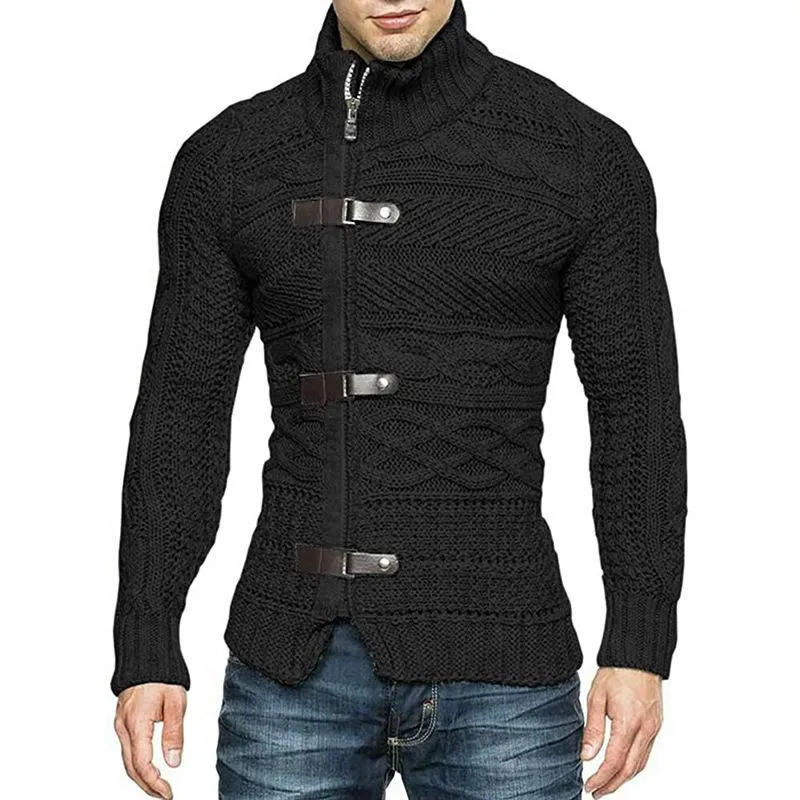 Men's Casual Stand Collar Zipper Cable Knitted Slim Cardigan 14927579M sold by Manly product image thumbnail 3