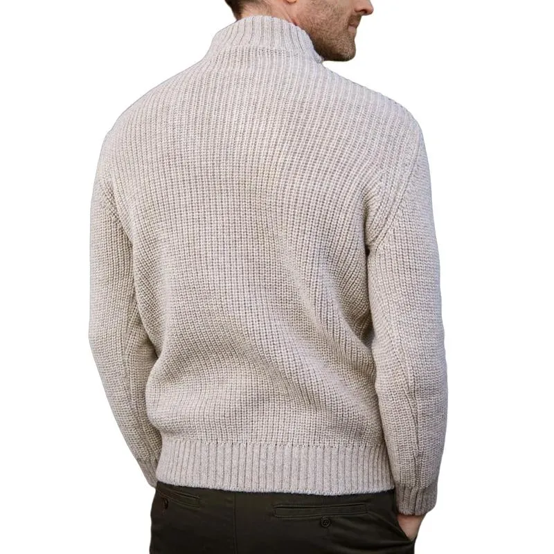 Men's Casual Solid Color Zipper Stand Collar Knitted Pullover Sweater 02077515M sold by Manly product image thumbnail 3