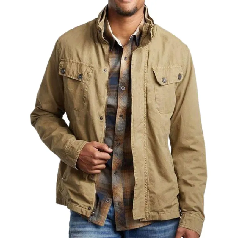 Men's Khaki Vintage Stand Collar Jacket 06641452U sold by Manly