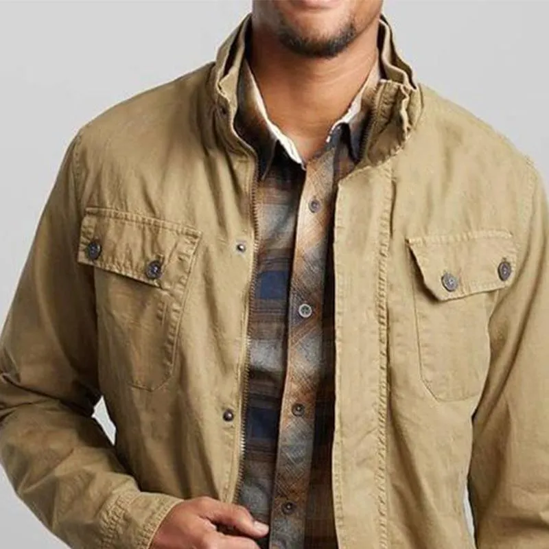 Men's Khaki Vintage Stand Collar Jacket 06641452U sold by Manly product image thumbnail 3