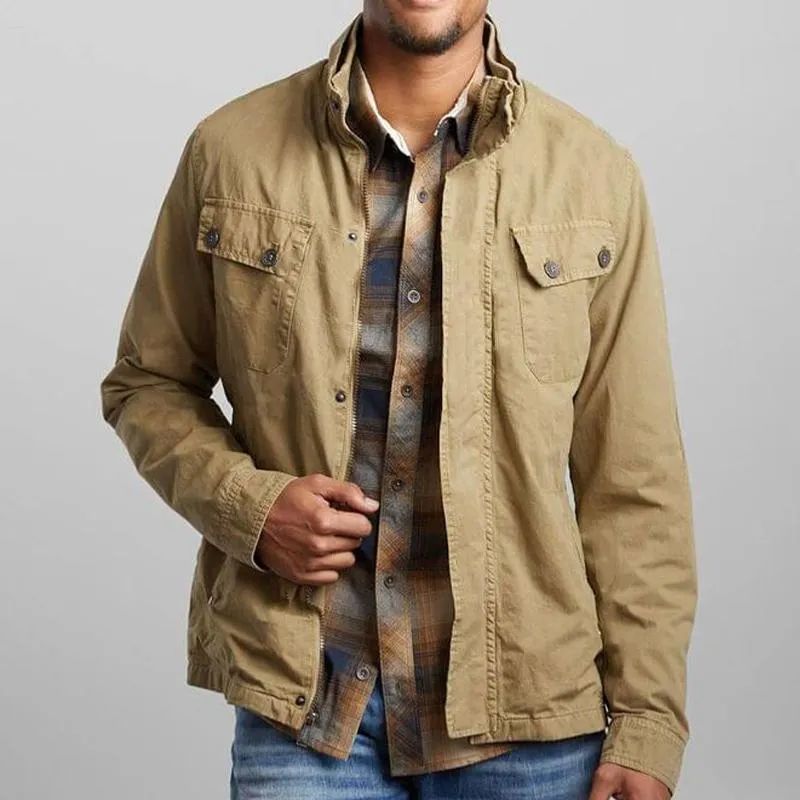 Men's Khaki Vintage Stand Collar Jacket 06641452U sold by Manly product image thumbnail 2