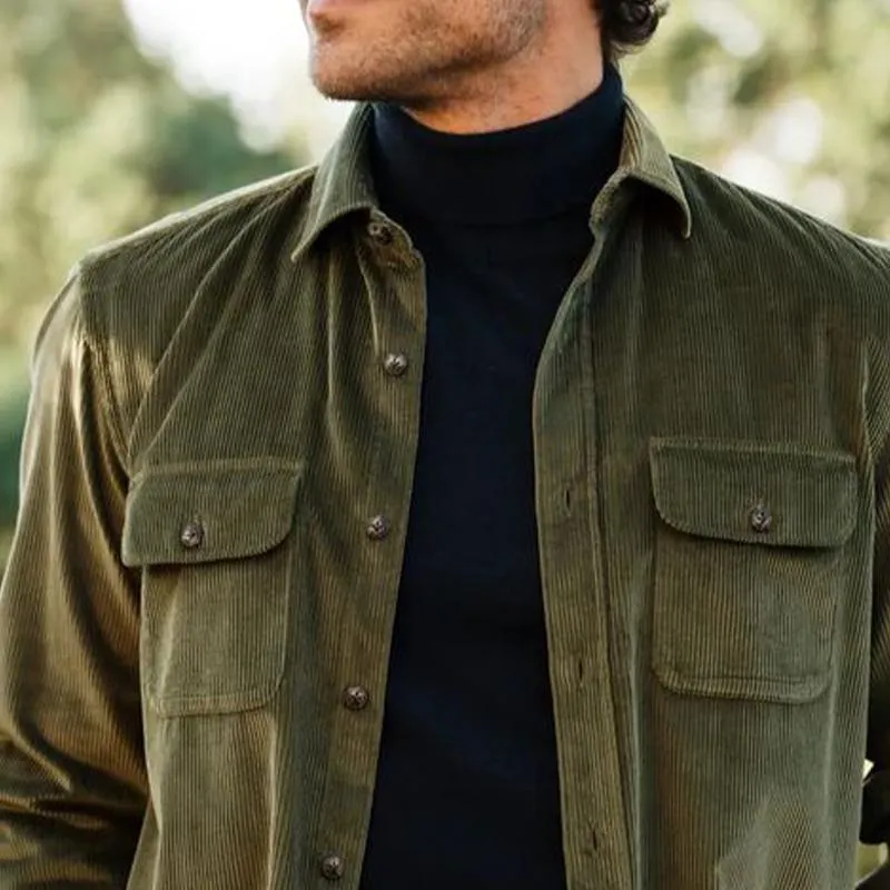 Men's Army Green Fine Corduroy Button Jacket 70091246U sold by Manly product image thumbnail 4