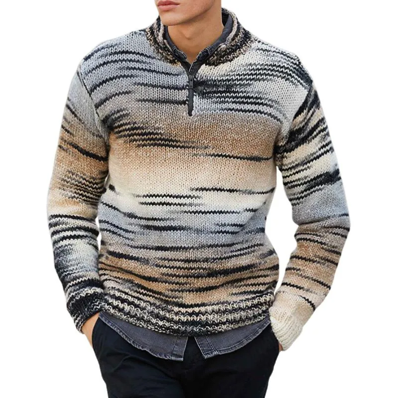 Men's Colorblock Jacquard Knit Half-Zip Sweater 95640178U sold by Manly