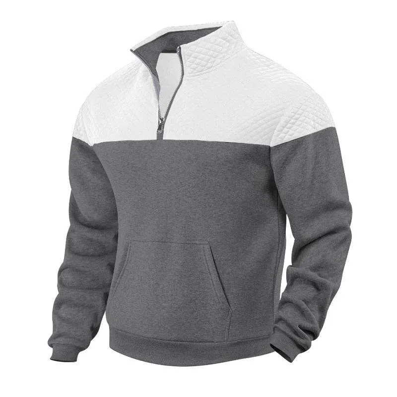 Men's Vintage Color Block Half-Zip Pullover Stand Collar Sweatshirt 37731958X sold by Manly product image thumbnail 5