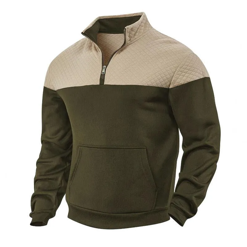 Men's Vintage Color Block Half-Zip Pullover Stand Collar Sweatshirt 37731958X sold by Manly