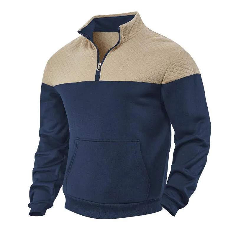 Men's Vintage Color Block Half-Zip Pullover Stand Collar Sweatshirt 37731958X sold by Manly product image thumbnail 2