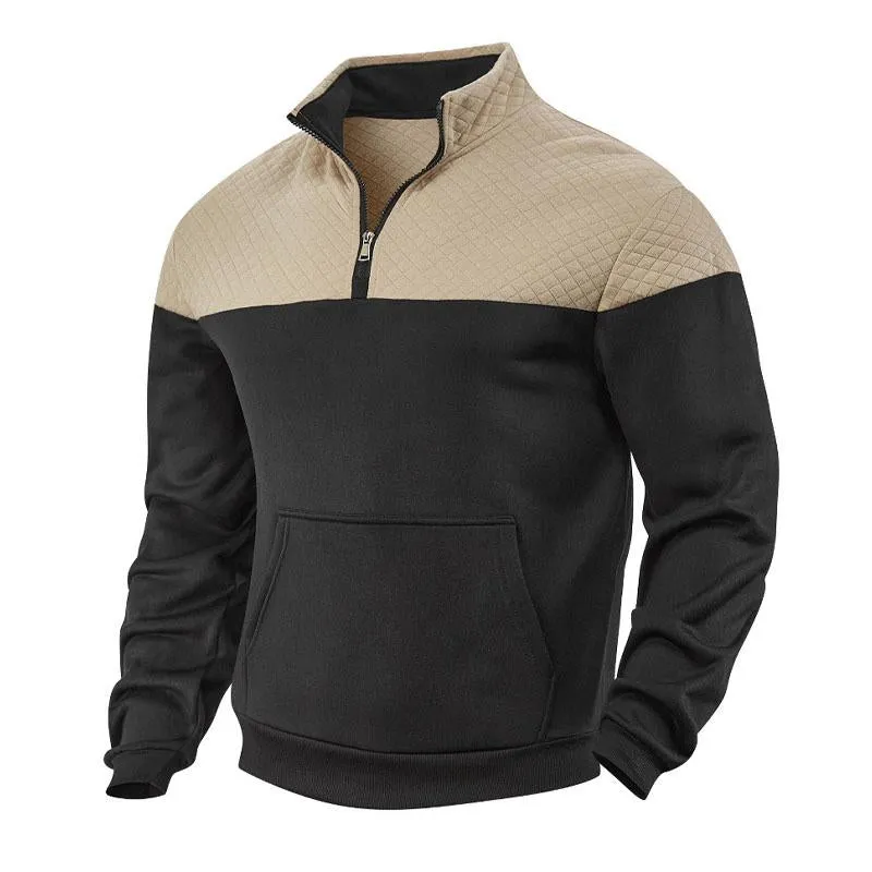 Men's Vintage Color Block Half-Zip Pullover Stand Collar Sweatshirt 37731958X sold by Manly product image thumbnail 3