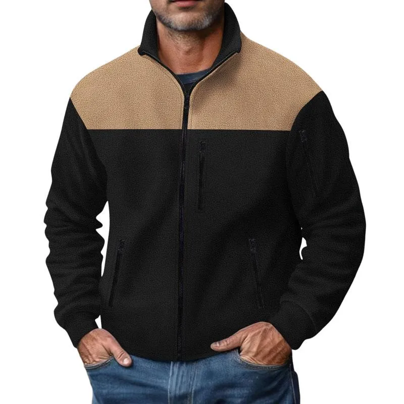 Men's Casual Colorblock Stand Collar Zipper Jacket 32343709X sold by Manly