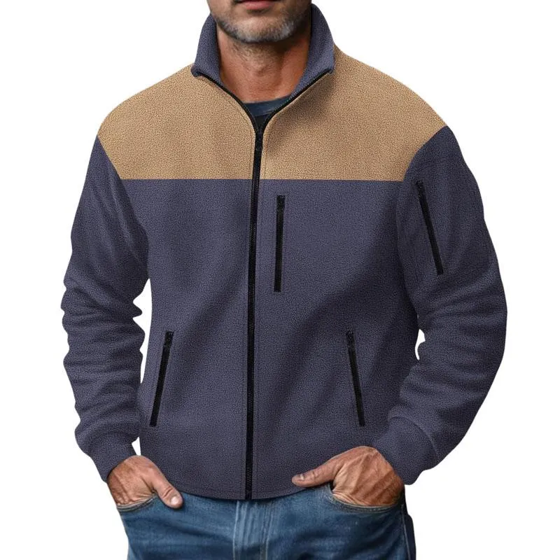 Men's Casual Colorblock Stand Collar Zipper Jacket 32343709X sold by Manly product image thumbnail 2