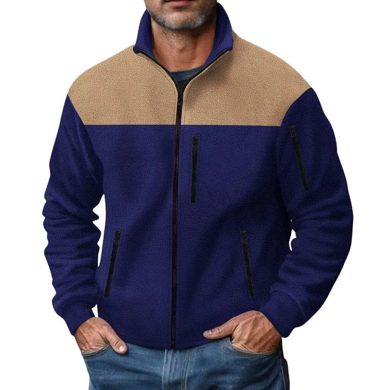 Men's Casual Colorblock Stand Collar Zipper Jacket 32343709X sold by Manly product image thumbnail 4