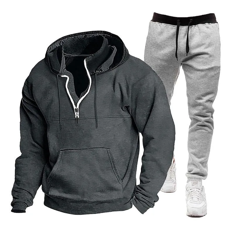 Men's Hooded Casual Sweatshirt and Sweatpants Two-piece Set 87615343X sold by Manly