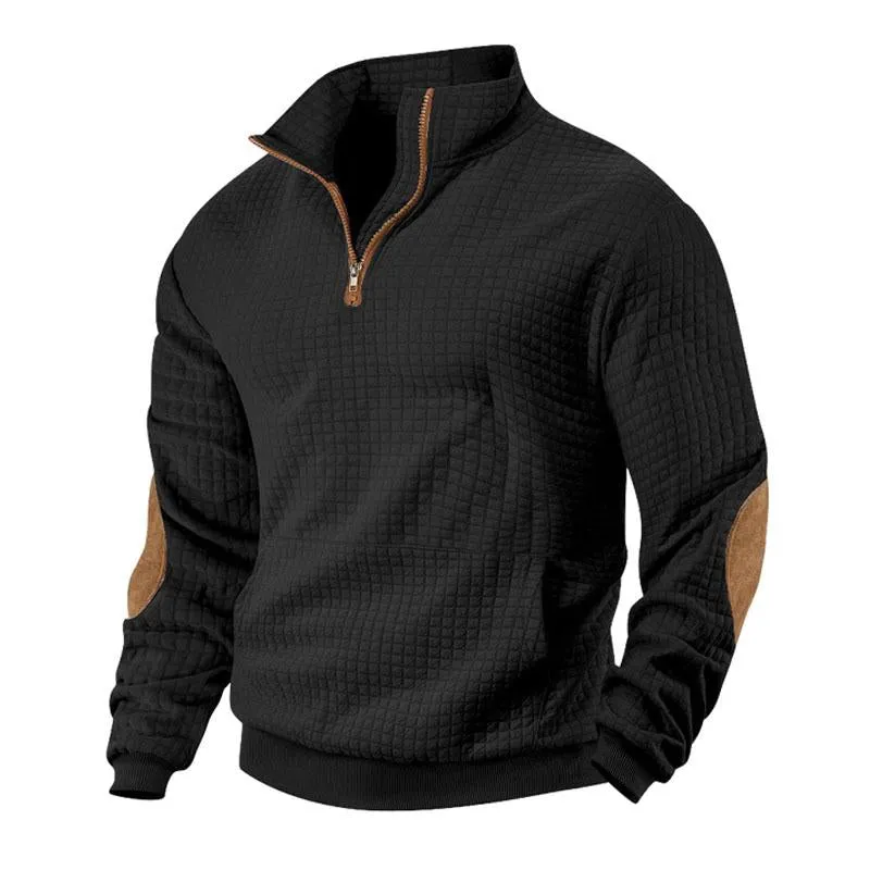 Men's Casual Plaid Half Zip Jacquard Sweatshirt 13595905X sold by Manly product image thumbnail 3