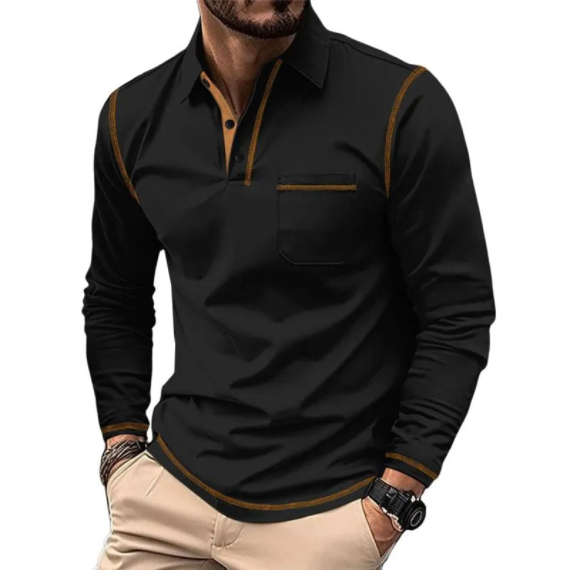 Men's Casual Long-sleeved Lapel POLO Shirt 69034556X sold by Manly