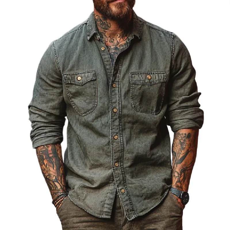 Men's Classic Lapel Long Sleeve Shirt 49784332F sold by Manly