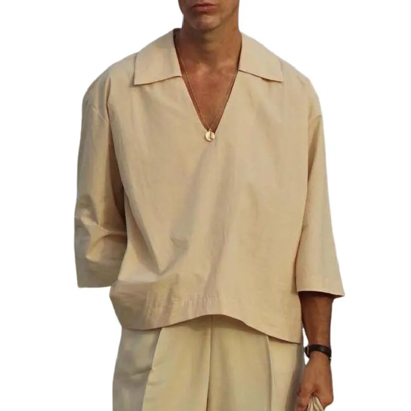 Men's Classic Casual V-Neck Long Sleeve Shirt 86461166K sold by Manly