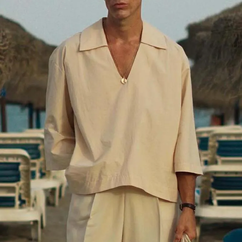 Men's Classic Casual V-Neck Long Sleeve Shirt 86461166K sold by Manly product image thumbnail 2