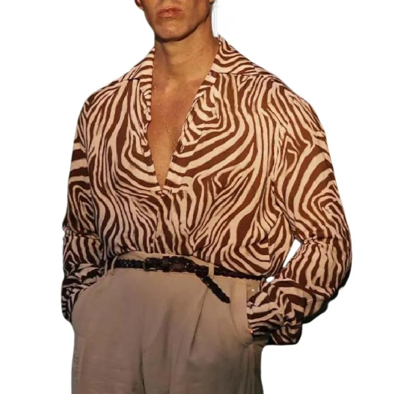 Men's Classic Vintage Print Cotton and Linen Long Sleeve Shirt 45249118K sold by Manly