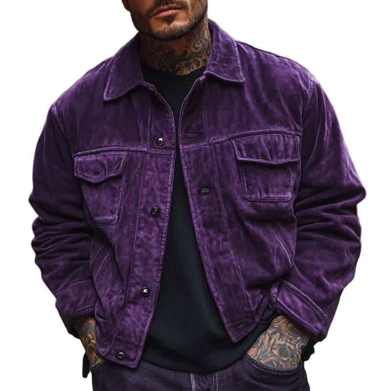 Men's Vintage Lapel Suede Jacket 21676161F sold by Manly