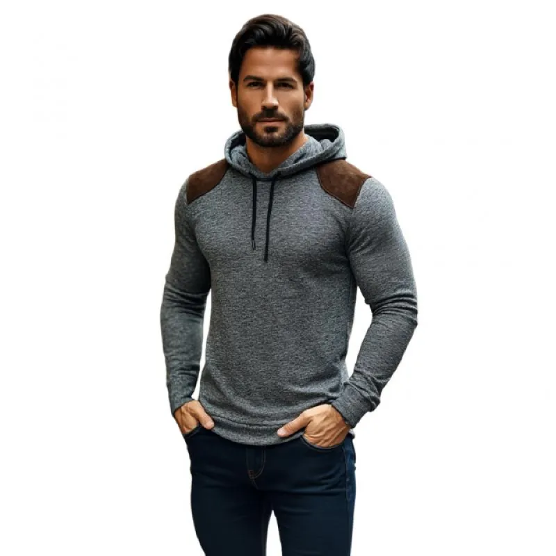 Men's Fashion Cotton Suede Patchwork Slim Fit Hoodie 13819977M sold by Manly