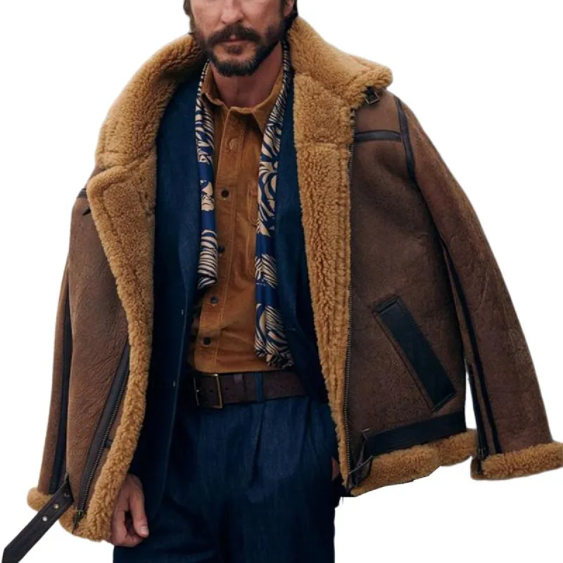 Men's Thickened Suede Lambswool Patchwork Jacket 09893044U sold by Manly