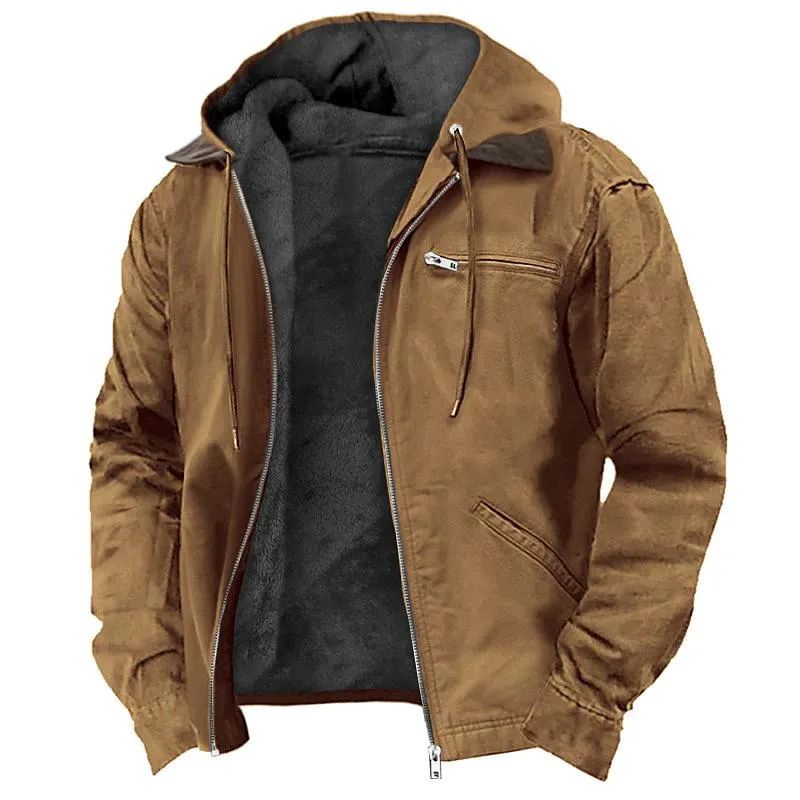 Men's Plain Hooded Zip-Up Jacket 89727988U sold by Manly