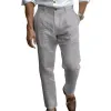Men's Linen Button Solid Color Breathable Pants 24275767X sold by Manly