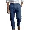 Men's Linen Button Solid Color Breathable Pants 24275767X sold by Manly