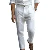Men's Linen Button Solid Color Breathable Pants 24275767X sold by Manly