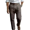 Men's Linen Button Solid Color Breathable Pants 24275767X sold by Manly