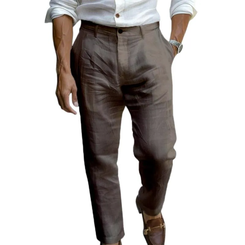 Men's Linen Button Solid Color Breathable Pants 24275767X sold by Manly