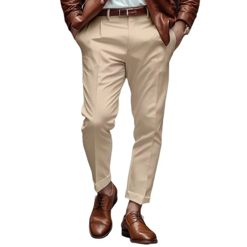 Men's Solid Color Comfortable Straight Suit Pants 68636893X sold by Manly