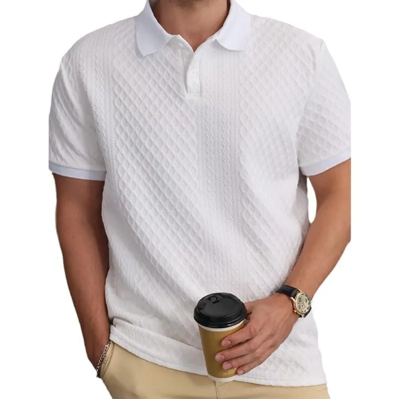 Men's Jacquard Short Sleeve Button Polo Shirt 60581715X sold by Manly