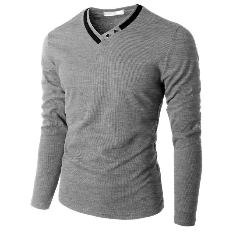 Men's Classic V-Neck Ribbed Long Sleeve Base T-Shirt 29714887F sold by Manly