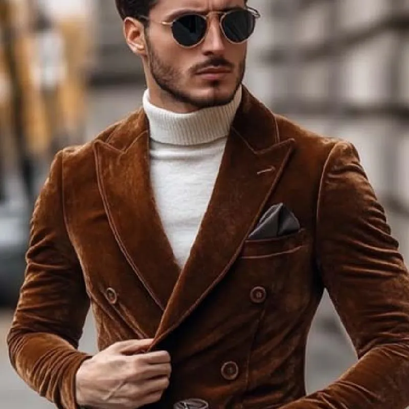 Men's Classic Vintage Double Breasted Slim Fit Velvet Blazer 46239746K sold by Manly product image thumbnail 3