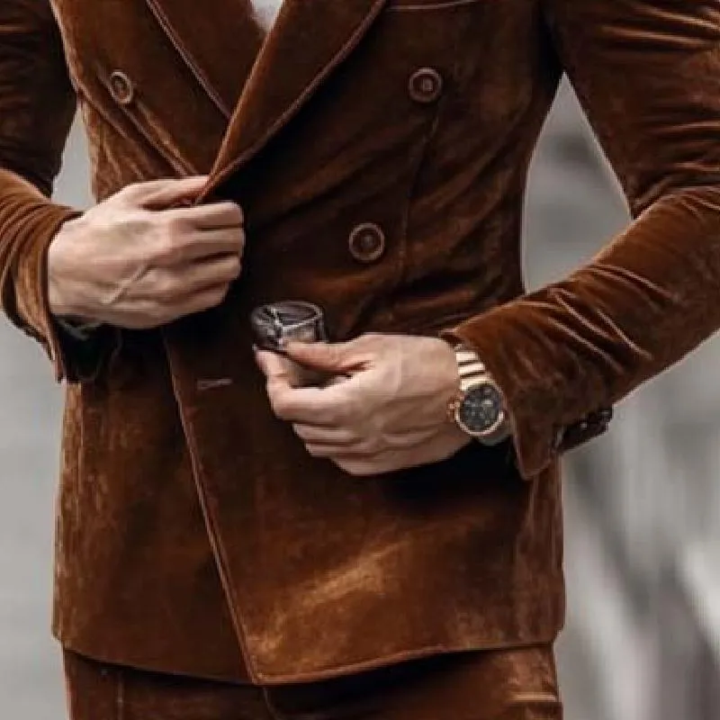 Men's Classic Vintage Double Breasted Slim Fit Velvet Blazer 46239746K sold by Manly product image thumbnail 4