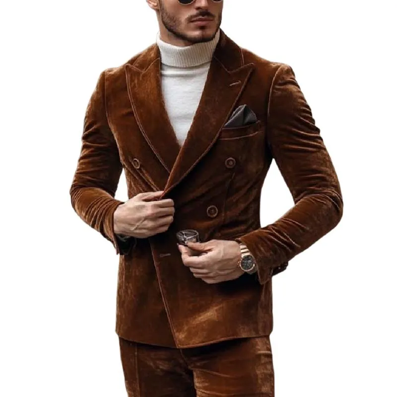 Men's Classic Vintage Double Breasted Slim Fit Velvet Blazer 46239746K sold by Manly