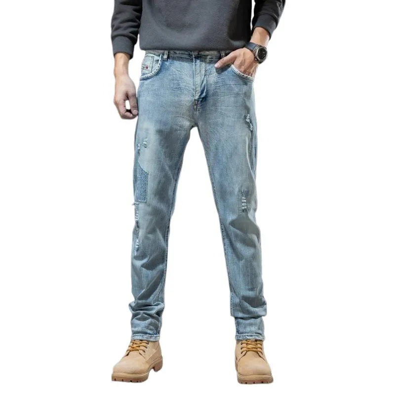 Men's Retro Distressed Straight Casual Jeans 59192721Z sold by Manly