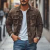 Men's Vintage Washed Distressed Lapel Chest Pocket Denim Long Sleeve Shirt 15682510M sold by Manly